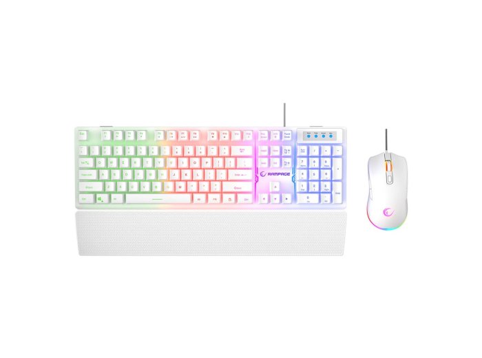 RAMPAGE FORTUNA ZESTAW GAMINGOWY KLAWIATURA Z PODKŁADKĄ I MYSZ 12800 DPI WHT