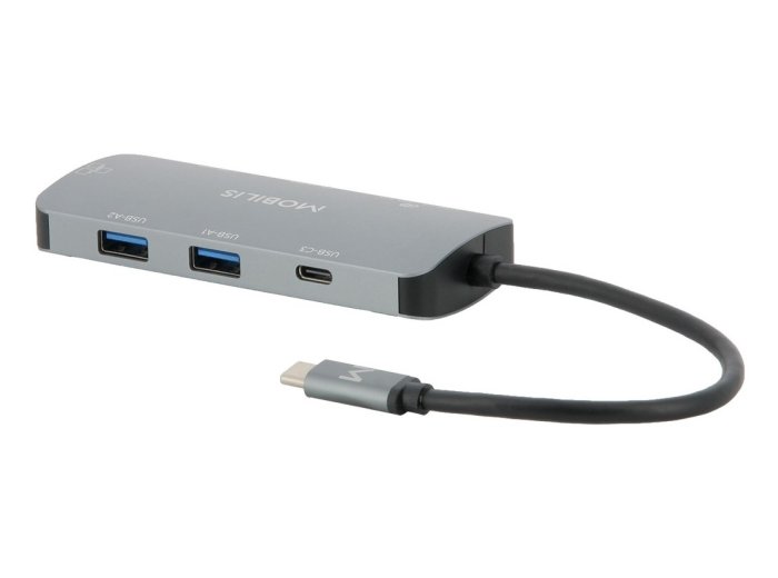 Mobilis 001382 stacja dokująca Przewodowa USB 3.2 Gen 1 (3.1 Gen 1) Type-C Czarny, Szary