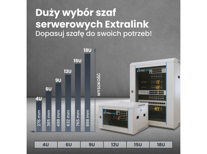 Extralink Szafa rack 6U 600x600 Szara montowana na ścianie