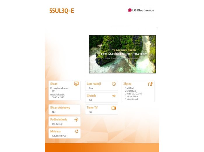 Monitor wielkoformatowy 55UL3Q-E 350cd/m2 UHD 16/7