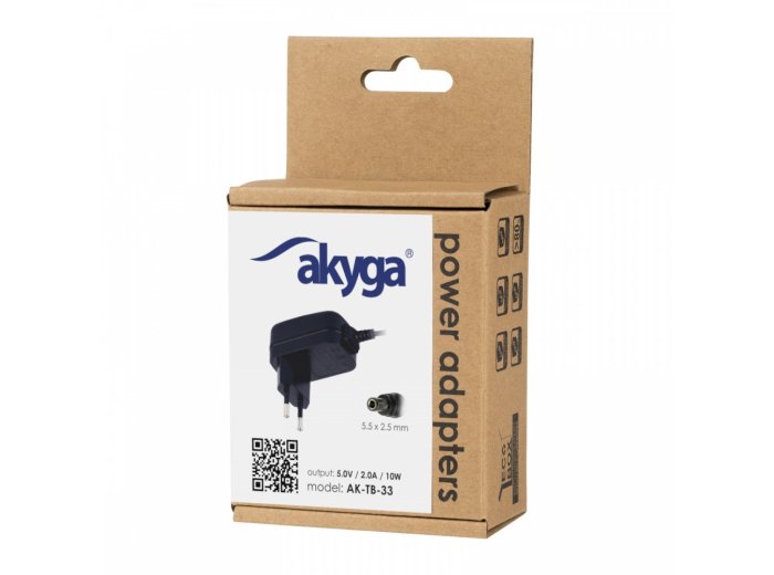 Zasilacz 5V/2A 10W AKYGA AK-TB-33 5.5X2.5MM Sieciowy uniwersalny