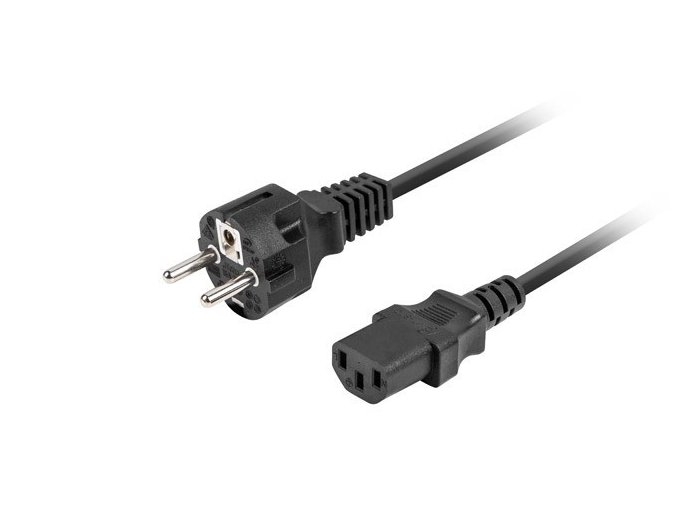 Kabel zasilający CEE 7/7 -> IEC 320 C13 1.8m VDE prosty, czarny