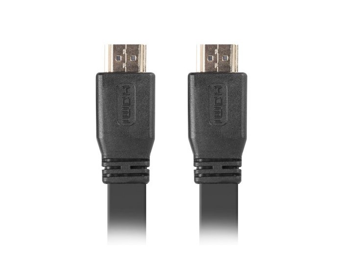 Kabel HDMI-HDMI v2.0 1.8m czarny płaski 4K 60Hz, pełna miedź