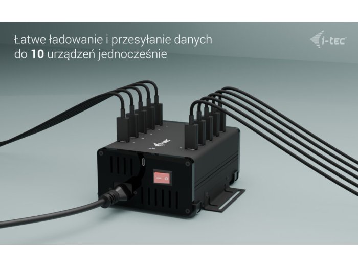 !i-tec USB-C/USB-A Metal Charging + data HUB 15W per port 10x USB-C