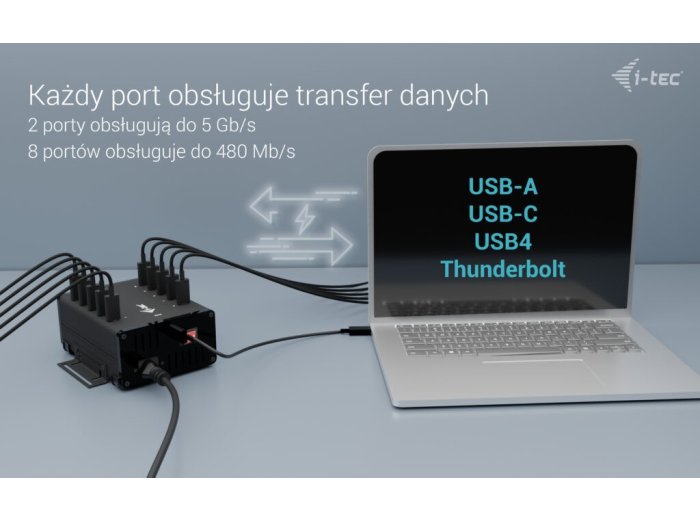 !i-tec USB-C/USB-A Metal Charging + data HUB 15W per port 10x USB-C