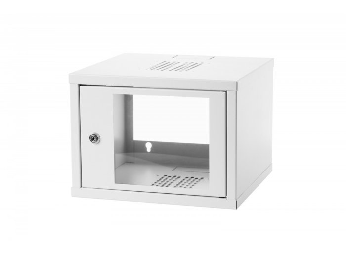 Szafa krosowa wisząca 19" 4U rack 550x350, drzwi szyba, niedzielona, złożona, nośność 30kg szara