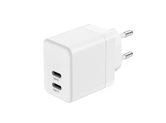 Ultra Compact GaN Ładowarka sieciowa 2x USB-C 35W PD 3.0 z PPS Biała