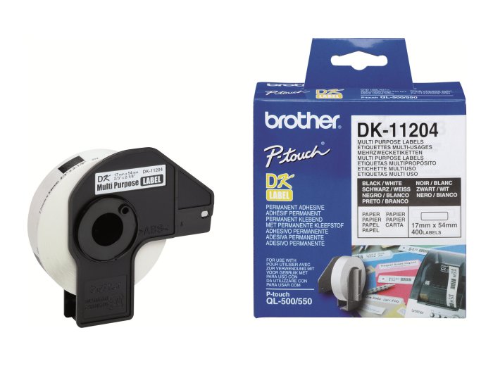 BROTHER DK11204 Taśma Brother samoprzylepne etykiety papierowe (termiczne) 17x54mm, 400 szt.