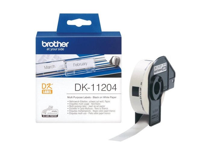 BROTHER DK11204 Taśma Brother samoprzylepne etykiety papierowe (termiczne) 17x54mm, 400 szt.