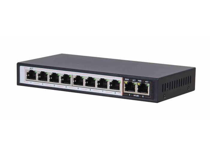 Extralink Switch PoE PERSES 8x Gigabit PoE/PoE+, 2x RJ45 Uplink Gigabit, 96W