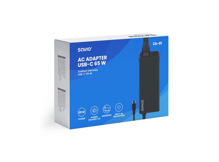 SAVIO ZASILACZ SIECIOWY USB-C 65W ZA-01