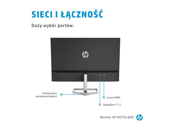HP M27fq QHD Monitor monitor komputerowy 68,6 cm (27") 2560 x 1440 px Quad HD LCD Srebrny