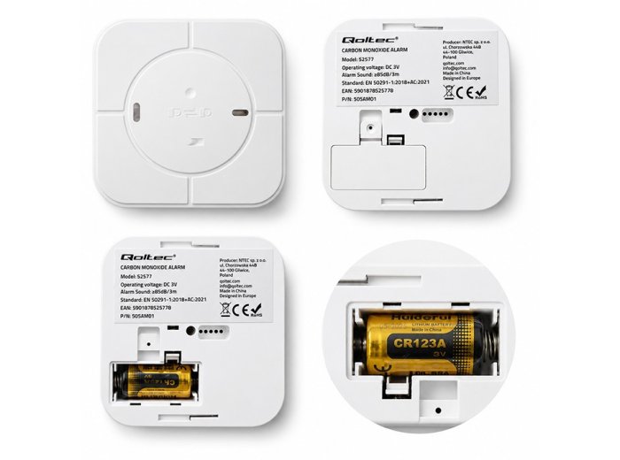 Czujnik tlenku węgla (czadu) | detektor CO | TUYA | Wi-Fi | LED