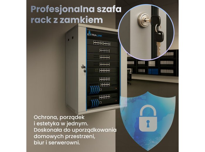 Extralink Szafa rack 18U 600x600 Szara montowana na ścianie