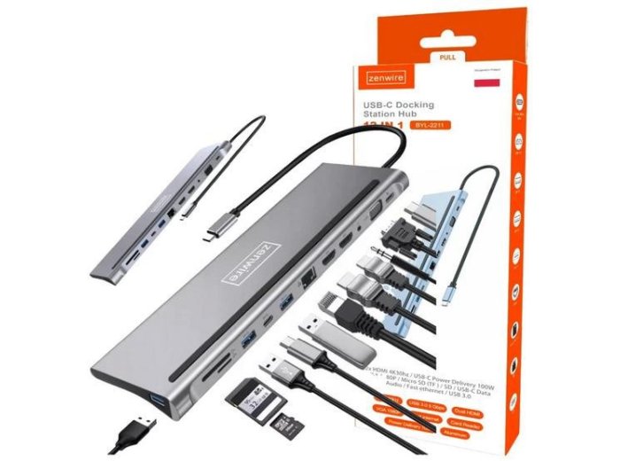 Stacja/replikator Zenwire USB-C 12w1 (BYL-2211)