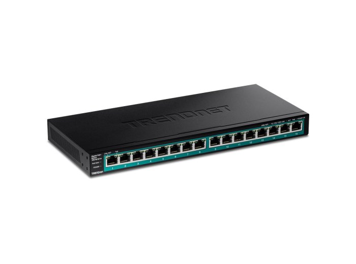 Trendnet TPE-TG161H przełącznik sieciowy Gigabit Ethernet (10/100/1000) Obsługa PoE Czarny