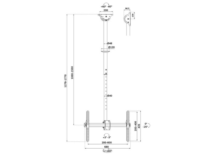 Uchwyt do monitora/TV CL35-440BL16L 37-70 cali 50kg