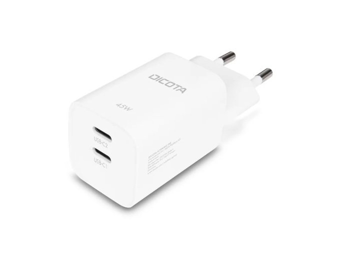 Ładowarka GaN 45W 2xUSB-C + kabel USB-C 1.5m biała