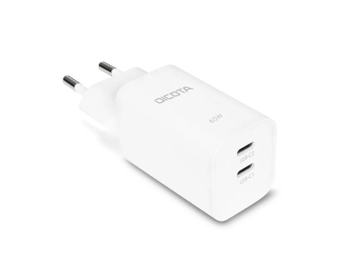 Ładowarka GaN 65W 2xUSB-C + kabel USB-C 1.5m biała