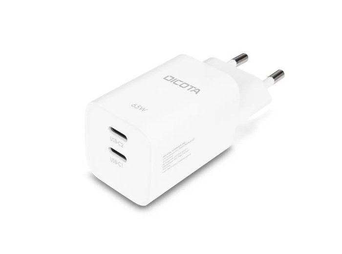 Ładowarka GaN 65W 2xUSB-C + kabel USB-C 1.5m biała