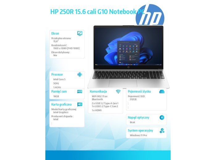 Laptop 250R G10 5-120U 512GB/16GB/W11P/15,6 cala D4TJ1ET