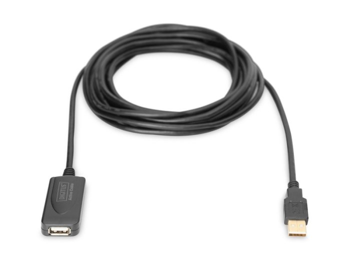 Przedłużacz/Extender USB 2.0 HighSpeed Typ USB A/USB A M/Ż aktywny, czarny 5m