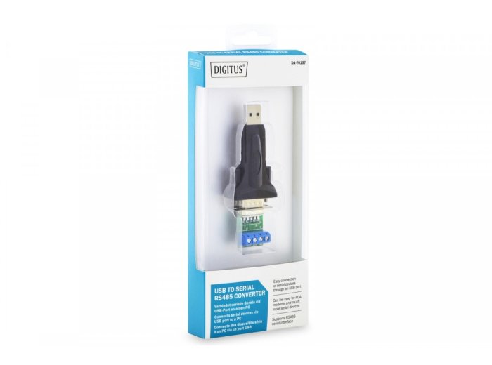 Konwerter / Adapter USB-A 2.0 męski do RS485 (DB9) męski + 3-pinowa listwa śrubowa| Chipset FTDI FT232RL | z dodatkowym kablem 0.8m