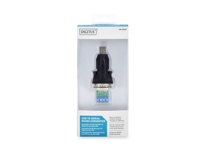 Konwerter / Adapter USB-A 2.0 męski do RS485 (DB9) męski + 3-pinowa listwa śrubowa| Chipset FTDI FT232RL | z dodatkowym kablem 0.8m