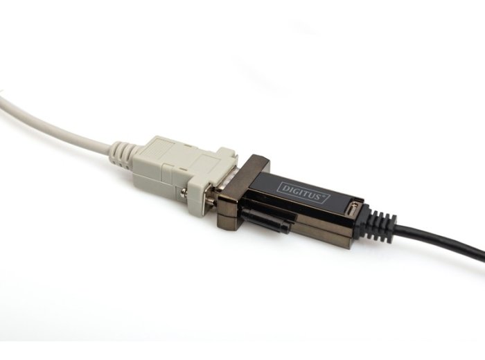 Kabel adapter USB-C 2.0 męski do RS232 (DB9) męski | chipset FTDI FT232RL | czarny | mocowanie na śruby | 1.0m