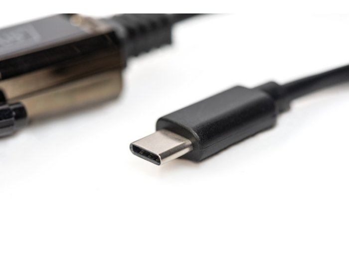 Kabel adapter USB-C 2.0 męski do RS232 (DB9) męski | chipset FTDI FT232RL | czarny | mocowanie na śruby | 1.0m