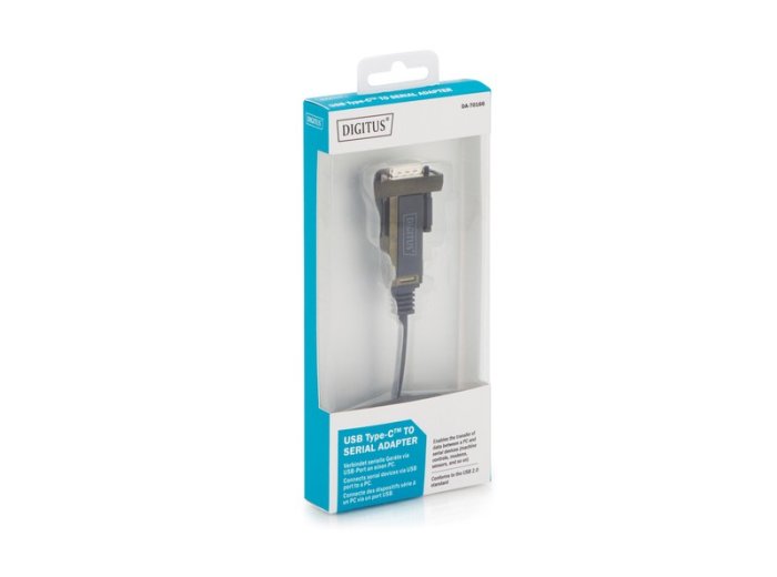 Kabel adapter USB-C 2.0 męski do RS232 (DB9) męski | chipset FTDI FT232RL | czarny | mocowanie na śruby | 1.0m