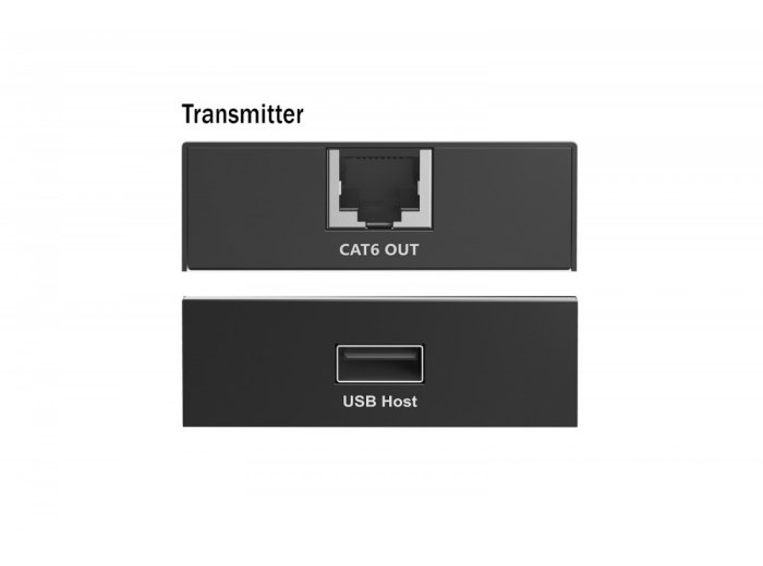 Przedłużacz (extender) po skrętce kat.6 USB 2.0 do 150m, 4x USB-A do 480 Mbps, 1x RJ45 (Gigabit Ethernet) - zestaw (odbiornik/nadajnik)