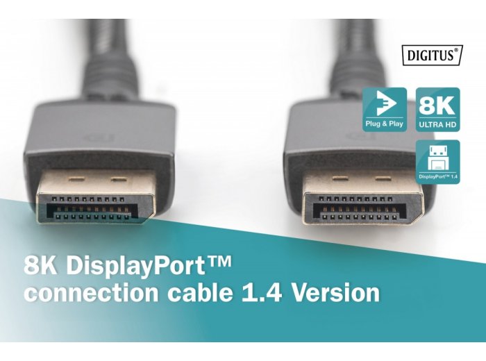 Kabel połączeniowy PREMIUM DisplayPort 8K60Hz UHD DP/DP M/M 3m Czarny