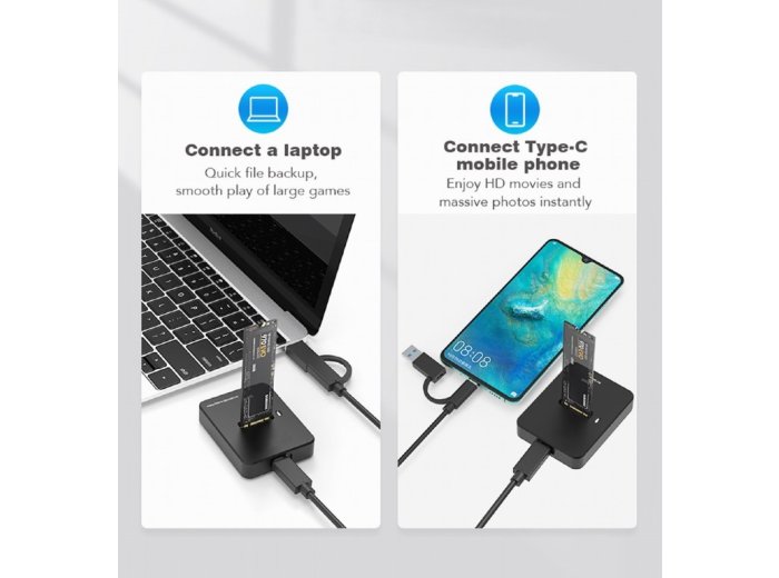 Stacja dokujaca dysków M.2 SATA i NVME USB-C