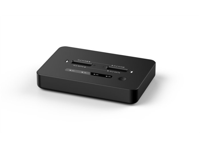 Stacja dokująca do komputerów stacjonarnych z dwoma dyskami SSD USB typu C, M.2 NVME (i SATA), czarna