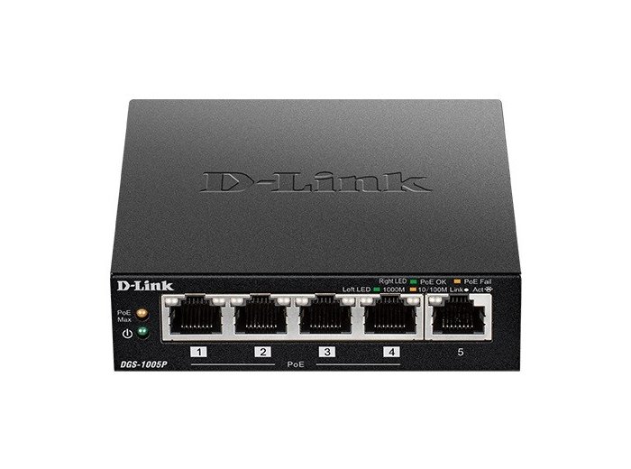 Switch DGS-1005P 5xGbE (4xPoE+ 60W)