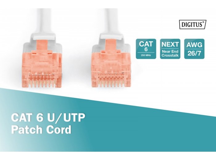 Patch cord U/UTP kat.6 PVC 3m szary