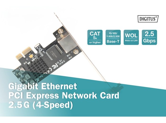 Karta sieciowa przewodowa PCI Express 1x RJ45 2.5 Gigabit Ethernet 10/100/1000/2500Mbps