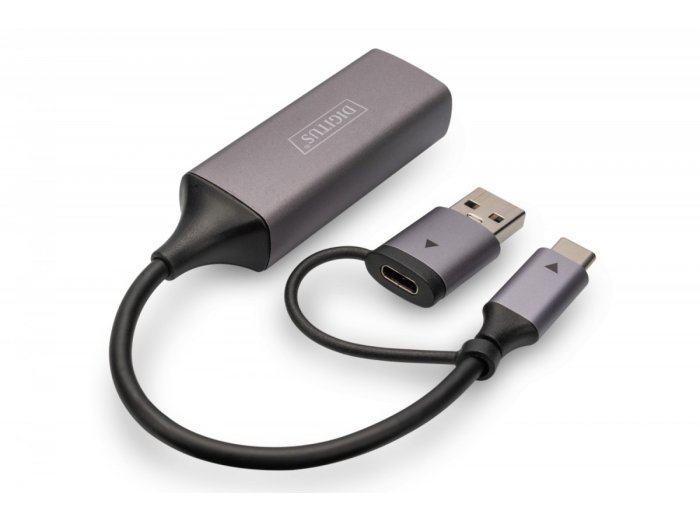 Karta sieciowa przewodowa USB 3.1 Typ C + USB A do 1x RJ45 2.5 Gigabit Ethernet 10/100/1000/2500Mbps
