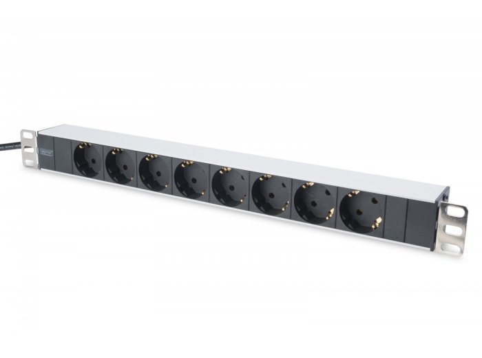 Listwa zasilająca PDU 19" RACK 8xSchuko, 2m 1xSchuko, 16A, aluminiowa