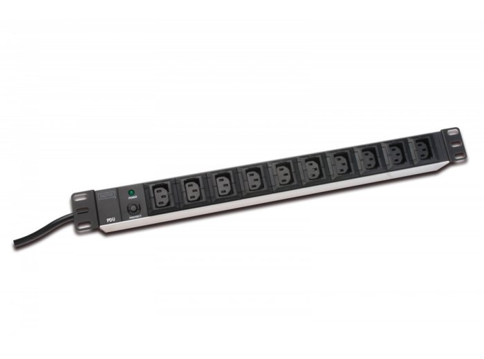 Listwa zasilająca PDU 19 cali RACK 10xC13, 2m 1xC14, 10A aluminiowa