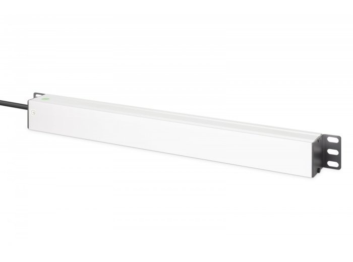 Listwa zasilająca PDU Rack 19" z zabezpieczeniem przeciwprzepięciowym + filtr EMI/RFI, 7 gniazd Schuko CEE 7/3, kabel 2m, wtyk Unischuko CEE 7/7, 16A,