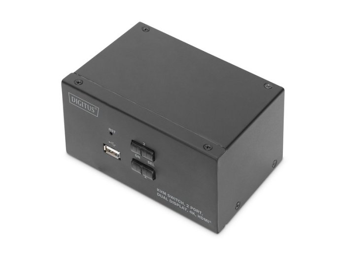 Przełącznik KVM 2 portowy HDMI, Dual Display, 4K 30Hz