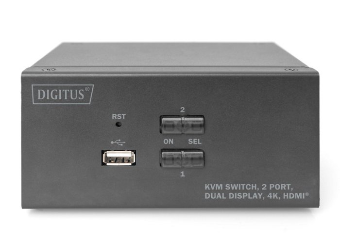 Przełącznik KVM 2 portowy HDMI, Dual Display, 4K 30Hz
