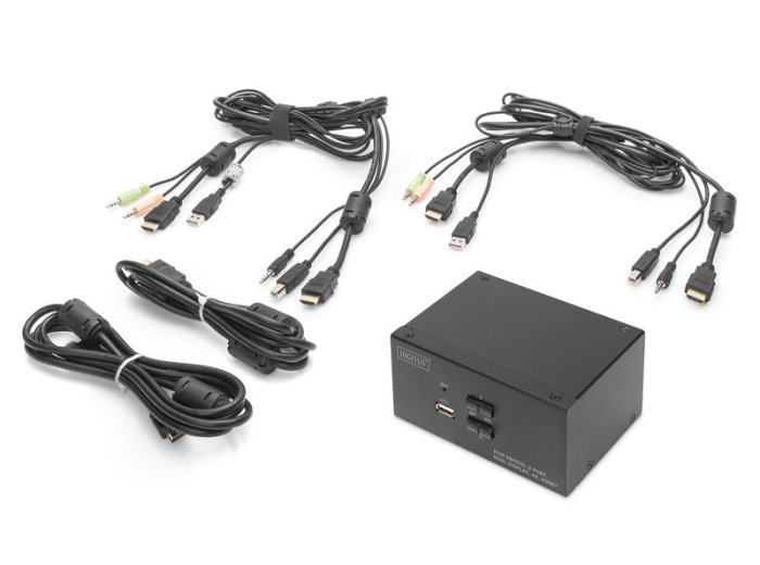 Przełącznik KVM 2 portowy HDMI, Dual Display, 4K 30Hz