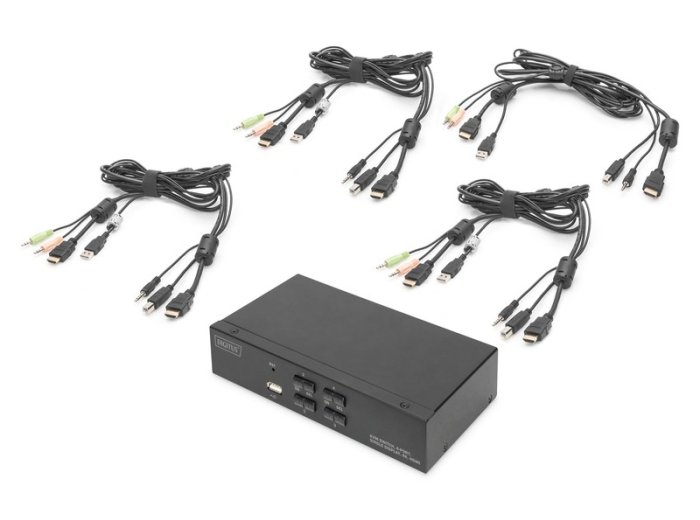 Przełącznik KVM 4 portowy HDMI, 4K 30Hz