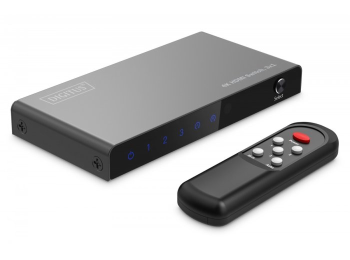 Przełącznik/Switch 4K HDMI 3x1, 60Hz HDCP 2.3, pilot, Czarny