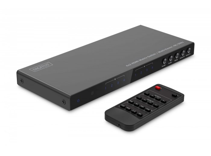 Przełącznik/Matrix HDMI 4/2-porty 4K/30Hz UHD HDCP 1.4 audio z pilotem