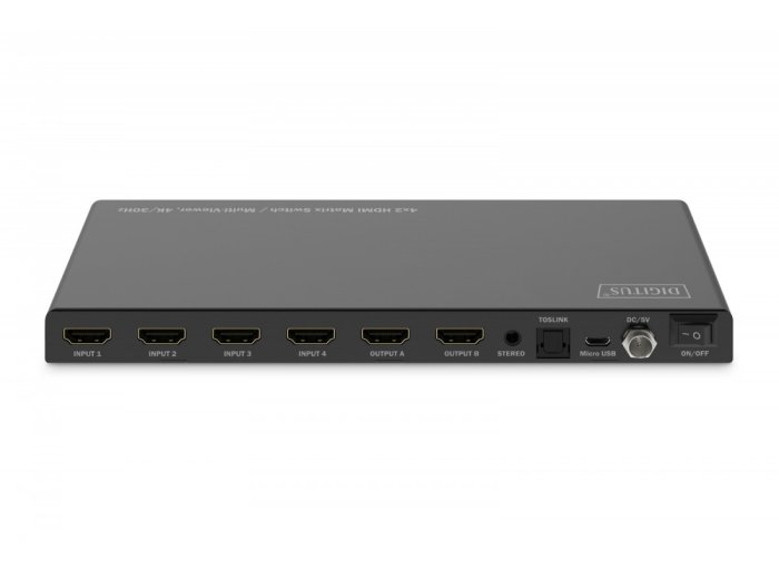Przełącznik/Matrix HDMI 4/2-porty 4K/30Hz UHD HDCP 1.4 audio z pilotem