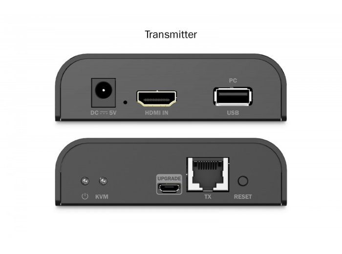 Przedłużacz (extender) po skrętce kat.6 HDMI 4K/60Hz z KVM USB 2.0 przez IP 1G lub do 120m/200m, max. 253 odbiorniki, ekran dotykowy - zestaw